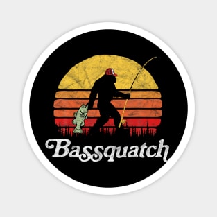 Bassquatch Funny Bigfoot Fishing Outdoor Retro Magnet